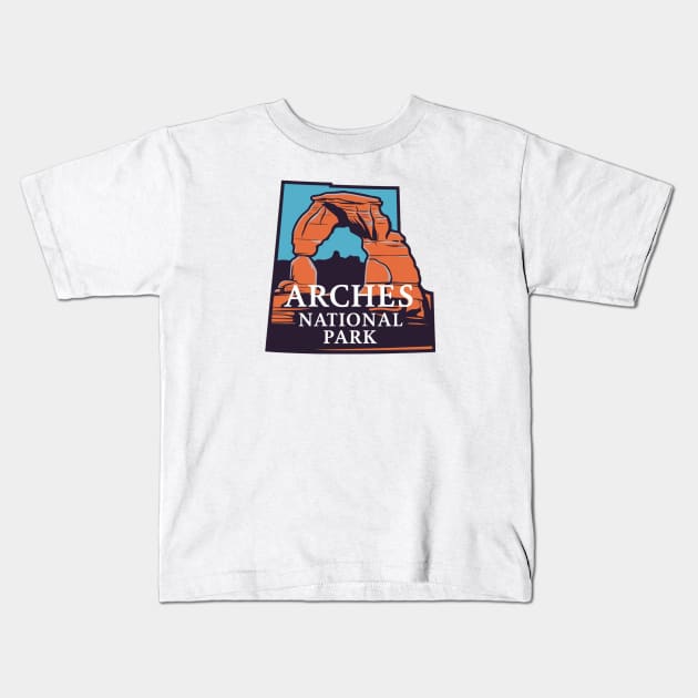 Utah Arches National Park US Treasure Kids T-Shirt by Perspektiva